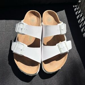 Birkenstock Arizona Platform Sandals, size 8 White